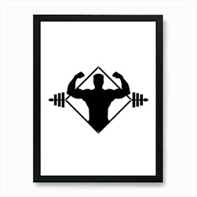 Silhouette Of A Man Lifting Weights Art Print