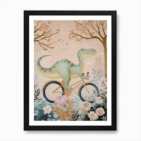 Dinosaur On A Bike Painting 1 Art Print
