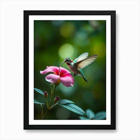 Hummingbird Feeding On Flower Art Print