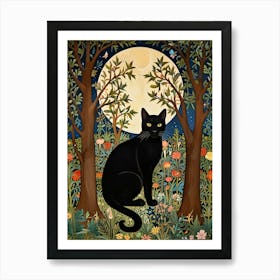 William Morris Black Cat In The Forest 22 Art Print