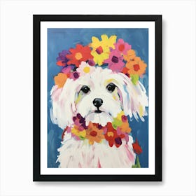 Maltese Portrait With A Flower Crown, Matisse Painting Style 4 Art Print