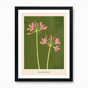 Pink & Green Agapanthus 2 Flower Poster Art Print