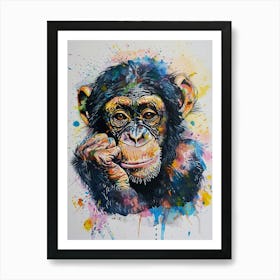 Bonobo Colourful Watercolour 1 Art Print