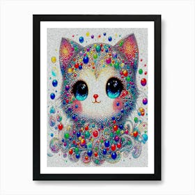 Kitty With Bubbles, Pastel Whispers Art Print