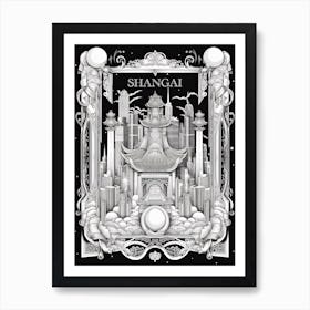 Sanghai, China, Tarot Card Travel  Line Art 4 Art Print