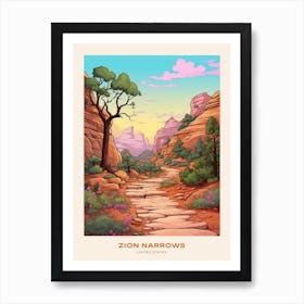 Zion Narrows Usa 1 Hike Poster Art Print