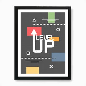 Level Up - Black Gaming Art Print