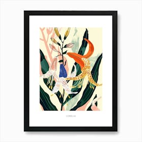 Colourful Flower Illustration Poster Lobelia 4 Art Print