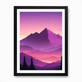 Misty Mountains Vertical Composition In Purple Tone 26 Art Print