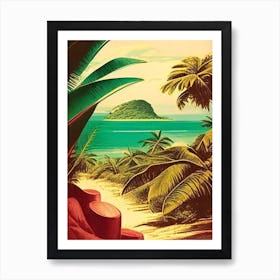 Cayo Levantado Dominican Republic Vintage Sketch Tropical Destination Art Print