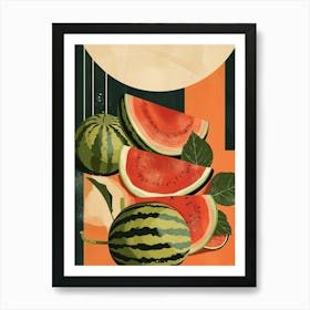 Art Deco Inspired Watermelon 1 Art Print