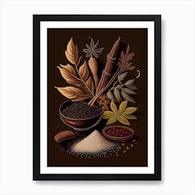 Licorice Spices And Herbs Retro Drawing 1 Art Print