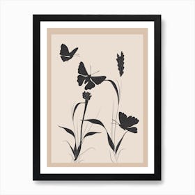 The Abstract Black Butterflies Art Print