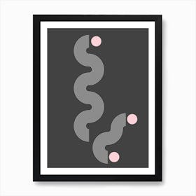 Pink Grey Abstract Waves Art Print