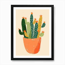 Cactus Plant Minimalist Illustration 1 Art Print