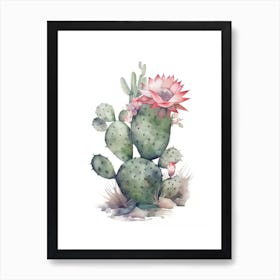 Spider Cactus Watercolour Drawing 4 Art Print