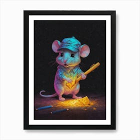 Mouse With A Bat Art Print