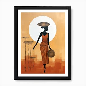 African Woman With Basket | Boho Style 1 Art Print