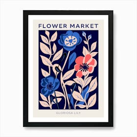 Blue Flower Market Poster Gloriosa Lily 2 Art Print