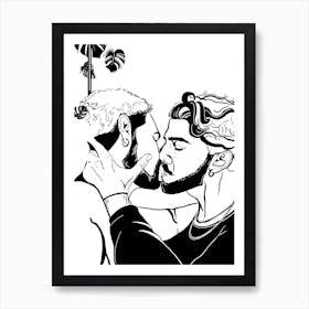 Two Guys Kissing Lgbtq Pride Art Print
