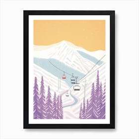 Lake Louise Ski Resort   Alberta, Canada, Ski Resort Pastel Colours Illustration 1 Art Print