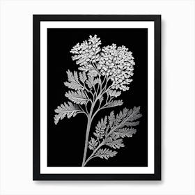 Yarrow Leaf Linocut 5 Art Print