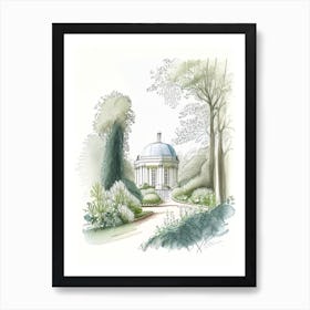 Chiswick House Gardens, United Kingdom Vintage Pencil Drawing Art Print