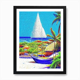 Isla Mujeres Mexico Pointillism Style Tropical Destination Art Print