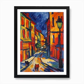 Painting Of Sydney With A Cat In The Style Of Fauvism 1 Art Print