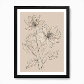 Floral Line Art Print (2) Art Print