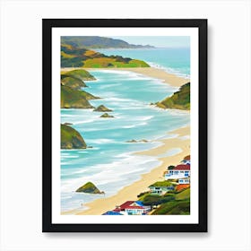 Stinson Beach, California Contemporary Illustration 1  Art Print