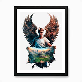 Angel Holding A Map Art Print