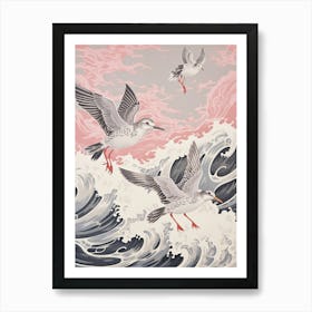 Vintage Japanese Inspired Bird Print Grey Plover 1 Art Print