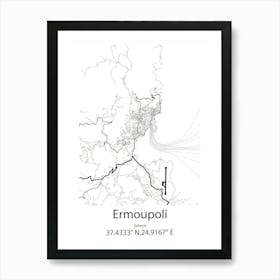 Ermoupoli,Greece Minimalist Map Art Print