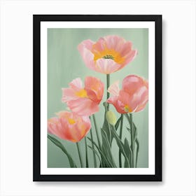 Bunch Of Tulips Flowers Acrylic Painting In Pastel Colours 10 Art Print