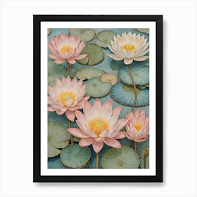 Pink Water Lilies Art Print