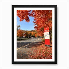 An Autumnal Scene Rich In Fall Foliage Utilizing A Vibrant Red And Orange Color Palette Showcasin (1) 2 Art Print