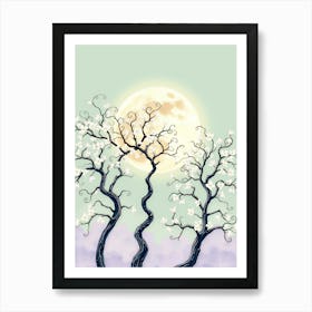 Moonlight Trees 1 Art Print