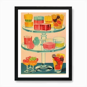 Retro Jelly Dessert Platter Illustration 3 Affiche