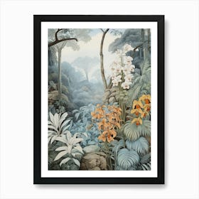 Vintage Jungle Botanical Illustration Orchids 3 Art Print