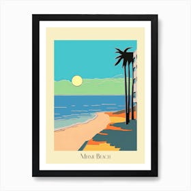 Poster Of Minimal Design Style Of Miami Beach, Usa 3 Art Print