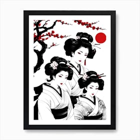 Traditional Japanese Art Style Geisha Girls 2 Art Print