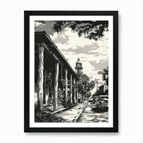 Duotone Illustration Sixth Street Austin Texas 3 Art Print