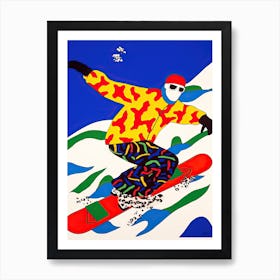 Snowboarding In The Style Of Matisse 2 Art Print