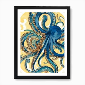 Octopus Balls Vintage Graphic Watercolour Art Print