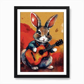 Rabbit Playing Guitar Art Print