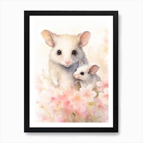 Light Watercolor Painting Of A Baby Possum 2 Art Print