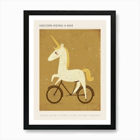 Unicorn Riding A Bike Muted Pastels 1 Poster Art Print