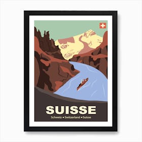 Switzerland, River and Mountains Poster