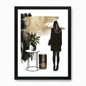 Gold And Black Abstract Painting 120 Art Print